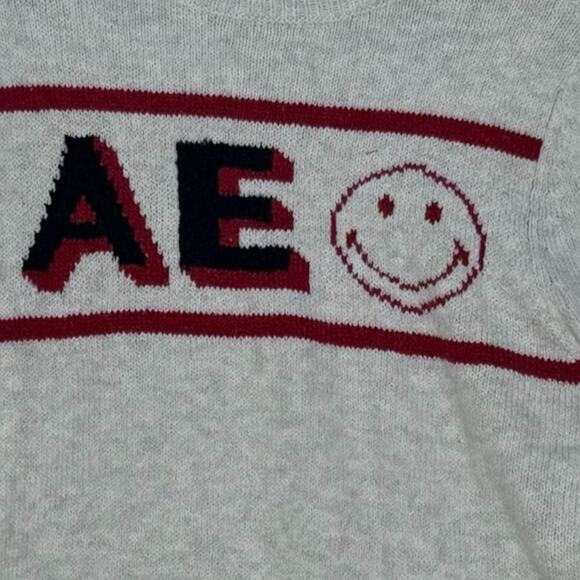 American Eagle Smiley Sweater Logo Mock Neck Lightweight Long Sleeve Size M NEW - Picture 4 of 9